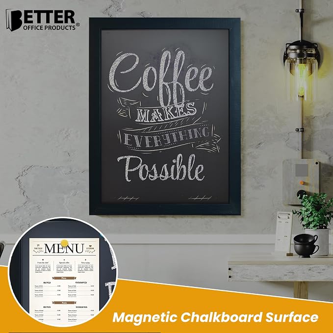 Magnetic Wall Chalkboard, Large Size 18" x 24", Rustic Wood Frame, Chalkboard - Image 4