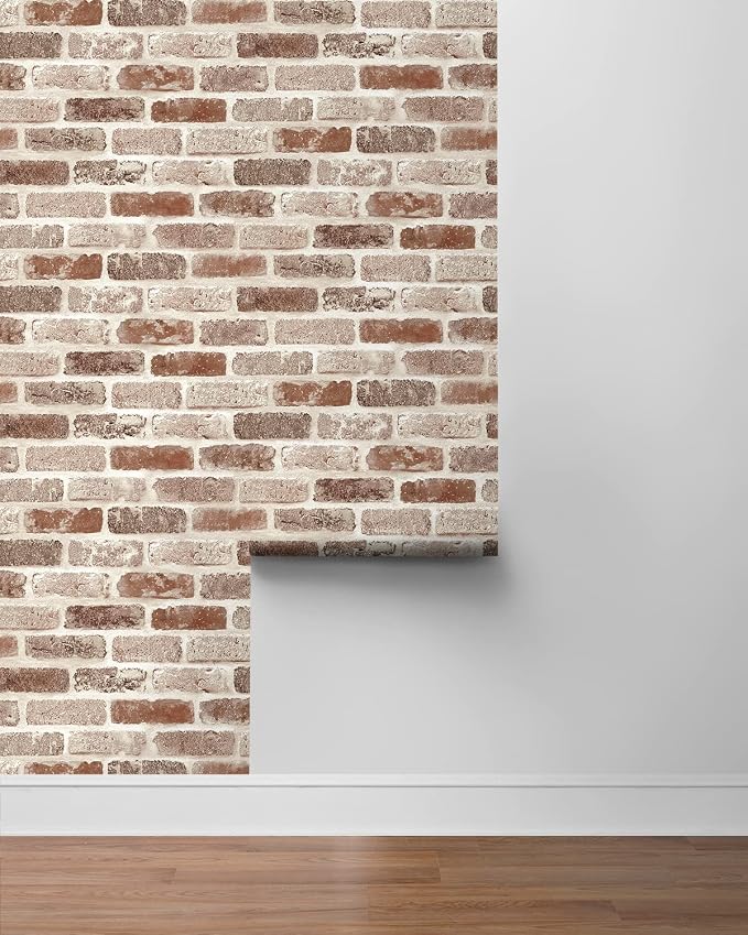 NextWall Washed Faux Brick Peel and Stick Wallpaper - Image 8