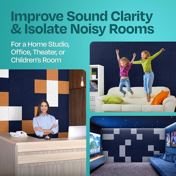 Acoustic Panels 12-Pack Soundproof Wall Panels 12"x12"x0.4" Decorative Sound - Image 7