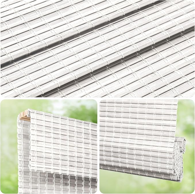 LazBlinds Cordless Bamboo Roman Shades, Privacy Blinds - Image 3