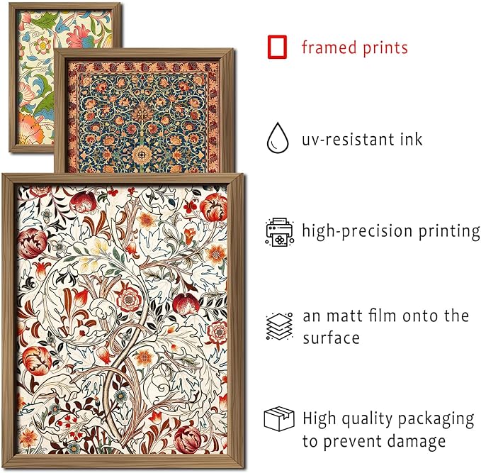 ANERZA 16 PCS Framed William Morris Wall Art Decor, Floral Wall Prints - Image 3