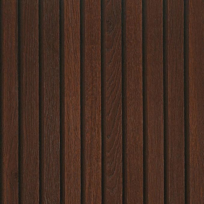 FunStick 36"x200" Dark Brown Slats Wood Peel and Stick Wallpaper Faux 3D Walnut by FunStick