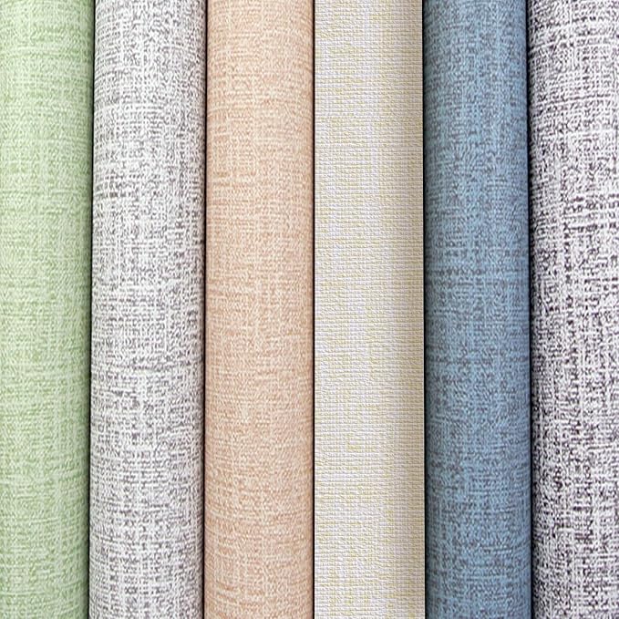 Yancorp 10ft Textured Fabric Cream Wallpaper Faux Grasscloth Beige Peel and - Image 6