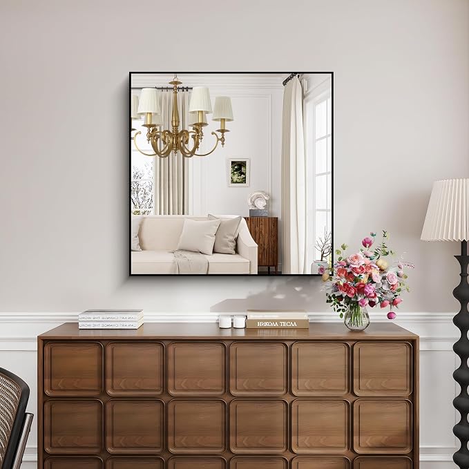 KOCUUY Black Bathroom Mirror, 36x36 Inch Square Mirror - Image 4