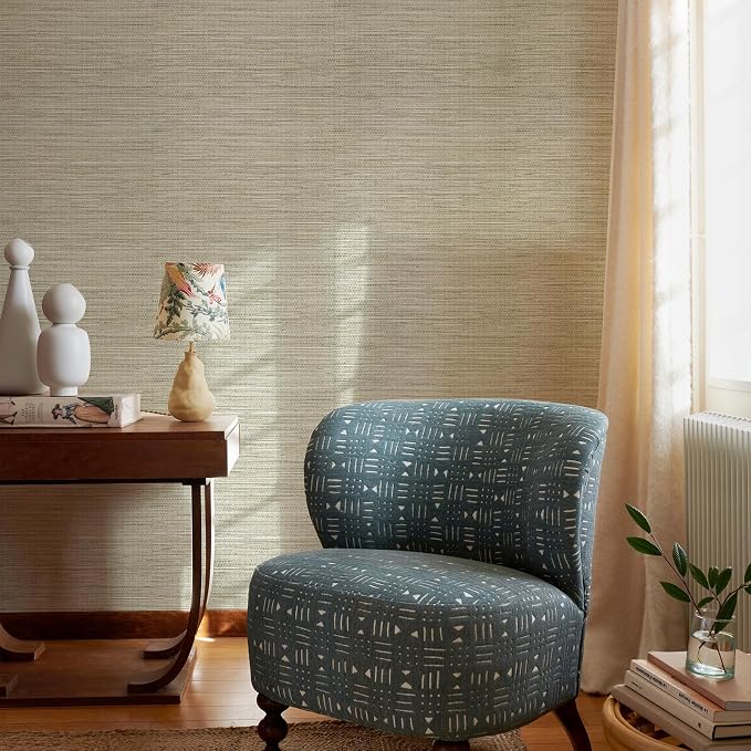 HueBurst Grasscloth Peel and Stick Wallpaper 17.3" x 197" Renter Friendly - Image 2
