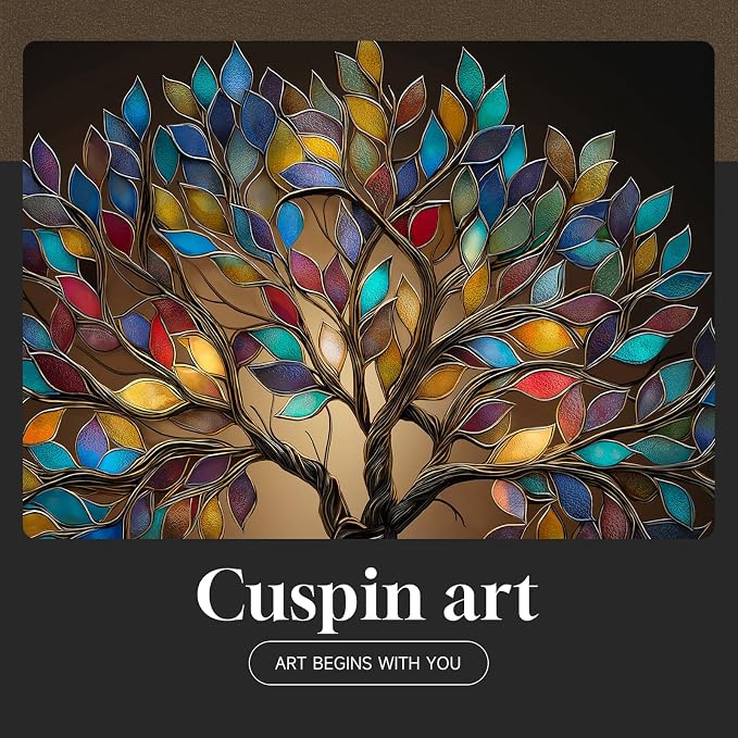 Framed Square Tree of Life Wall Art, Modern Contemporary Tree Painting Prints - Image 7