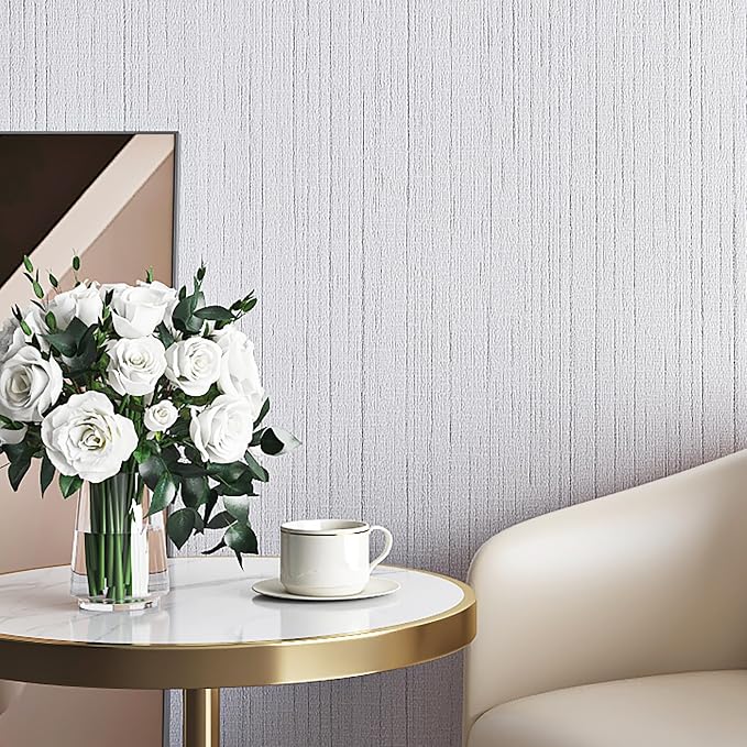 Livelynine White Grasscloth Peel and Stick Wallpaper Textured Grass Cloth Wall - Image 7
