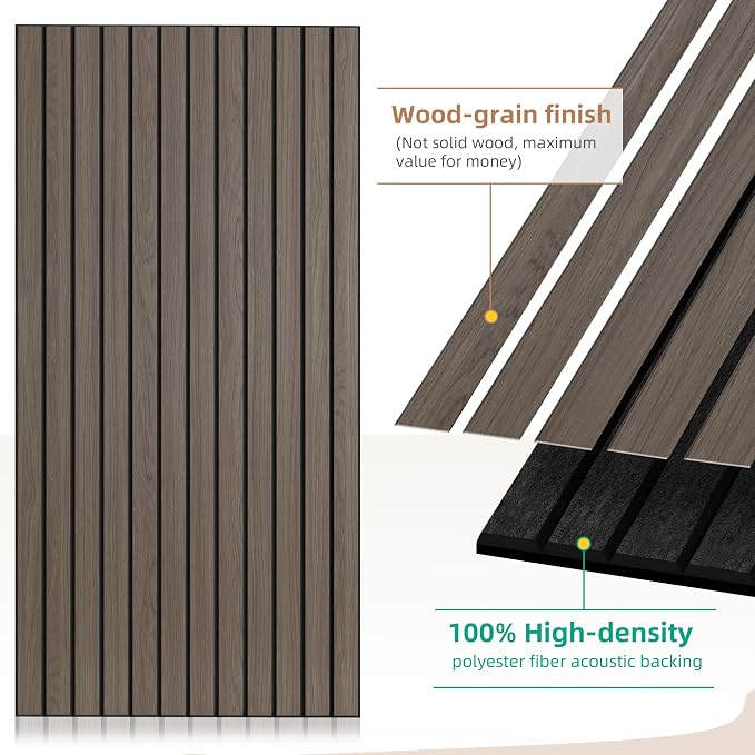 Wood Veneer Sound Panels, 10 Pack 47.2”x23.6” Wall Panels, Decorative Acoustic - Image 3