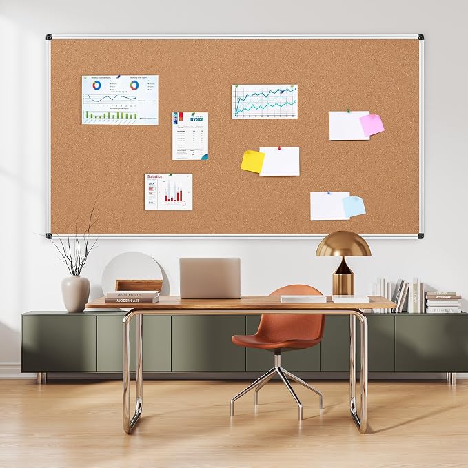Extra Large Cork Bulletin Board 96" X 48", Wall Mounted Notice Pin Board - Image 3