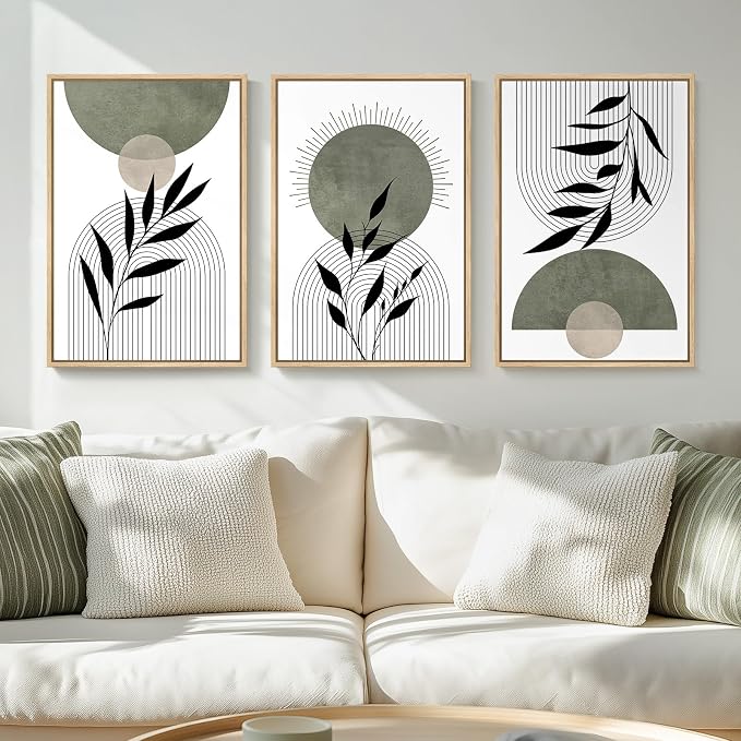 Framed Boho Sage Green Wall Art by MXART