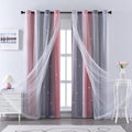 XiDi Curtains for Bedroom Decor, Rainbow Pink-Grey-52-90 by Addsomecolortolife