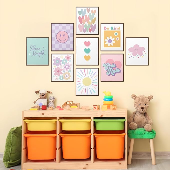 tgguytiy 9 Pcs Girls Room Wall Art Set, Cute Inspirational Nursery Decor - Image 2