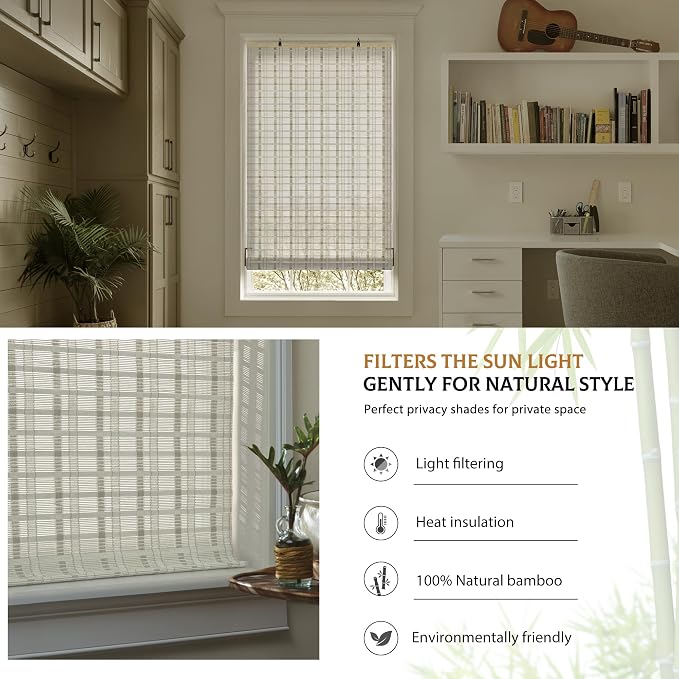 LazBlinds Cordless Bamboo Blinds, Roll Up Shades - Image 4
