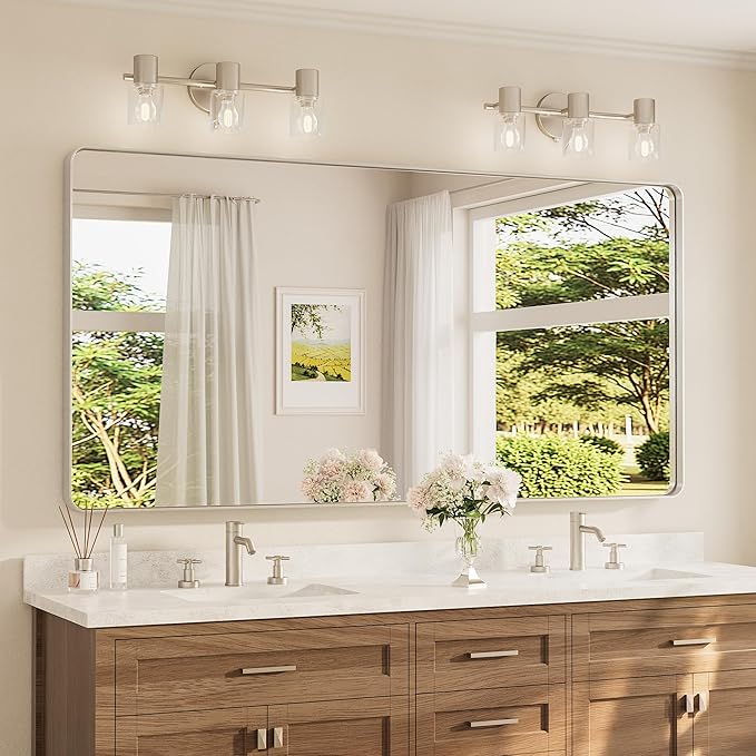 TETOTE 72 x 36 Inch Brushed Nickel Bathroom Mirror by TETOTE