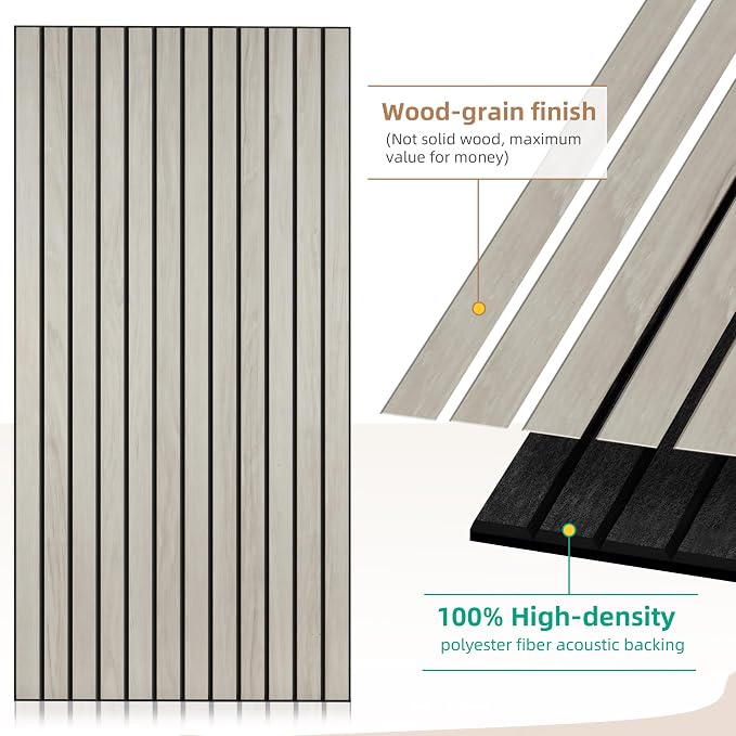 Wood Veneer Sound Panels, 10 Pack 47.2”x23.6” Wall Panels, Decorative Acoustic - Image 3