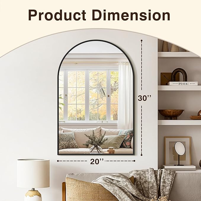 Vanity Bathroom Mirror for Wall, 2 Pack 30"x20" Arched Bathroom Mirror for Over - Image 3