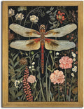 Framed Hand Drawn Sandstone Dragonfly Wall Art, Vintage 3D Textured Nature by Unknown