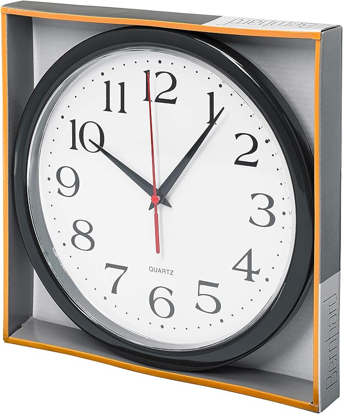 Bernhard Products Black Wall Clock Silent Non Ticking 10 Inch Quality Quartz - Image 5