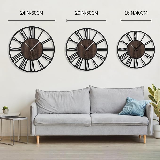 LEIKE Large Wall Clocks, Non Ticking, Battery Operated Big Retro Round Modern - Image 2