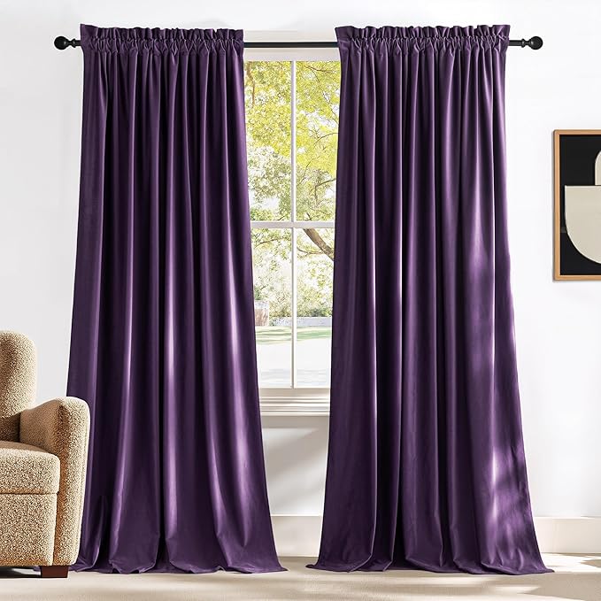 NICETOWN Purple Velvet Curtains 84 inches by NICETOWN