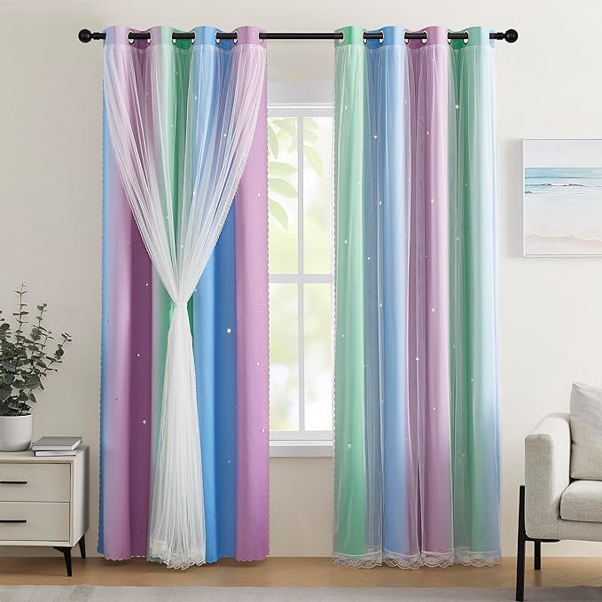 XiDi Blackout Curtains for Girls Kids Bedroom by Addsomecolortolife