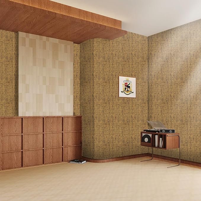 15.75"x393.7" Brown Wallpaper Peel and Stick Removable Grasscloth Textured Wall - Image 6