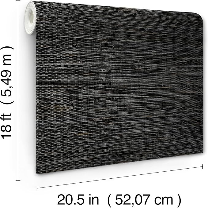 NuWallpaper Black Grassweave Peel and Stick Wallpaper, Textured Removable - Image 8