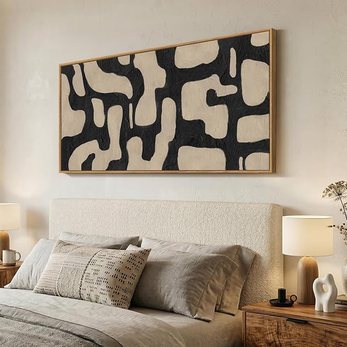 Extra Large Framed Neutral Abstract Canvas Wall Art - Image 2