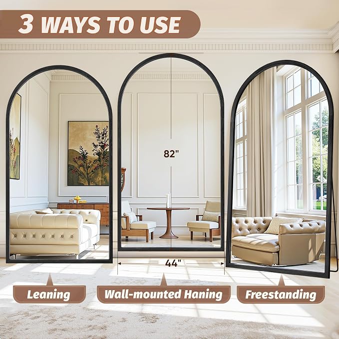 Full Length Mirror 82"×44" Floor Mirror Standing Tall Mirror, Arched Stand up - Image 7