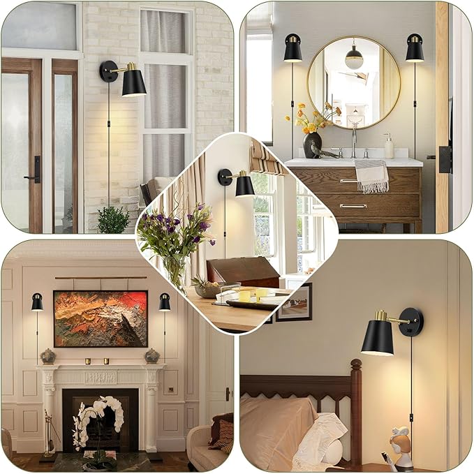 Lomoky Plug in Wall Sconces Set of 2, Dimmable Wall Lights - Image 7
