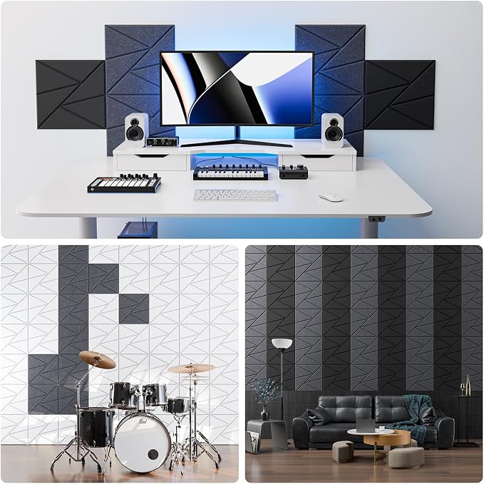 12 Pack Acoustic Panels with Self-Adhesive, Sound Panels High Density, - Image 4
