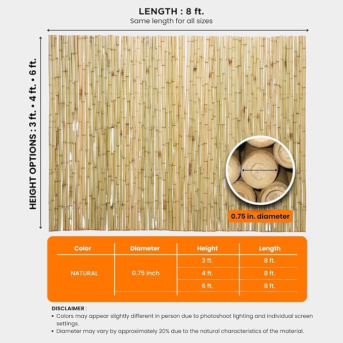FOREVER BAMBOO Natural Bamboo Fencing Decorative Rolled Fence Panel 0.75 in D x - Image 14