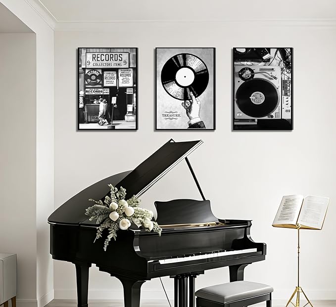 3Pcs Retro Music Poster Wall Art Fashion Black And White Photography Preppy - Image 6