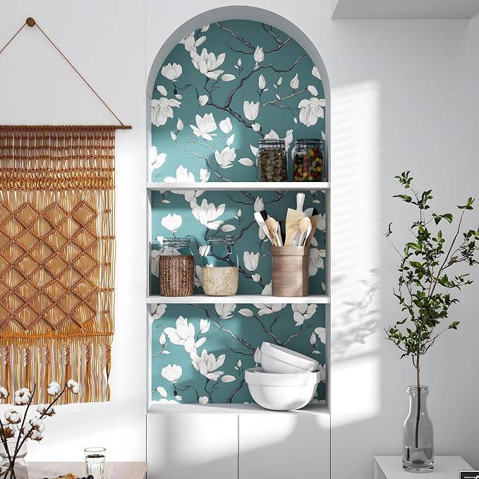 Laatse Blue and White Wallpaper Peel and Stick Vintage Floral Contact Paper - Image 2