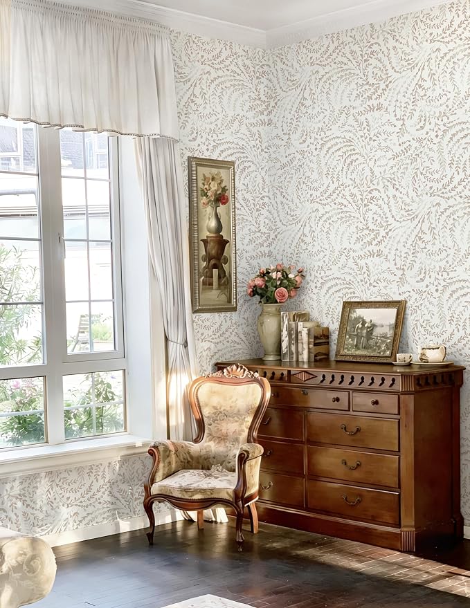 Heroad Peel and Stick Wallpaper Modern Boho Contact Paper Neutral Beige Wall - Image 2