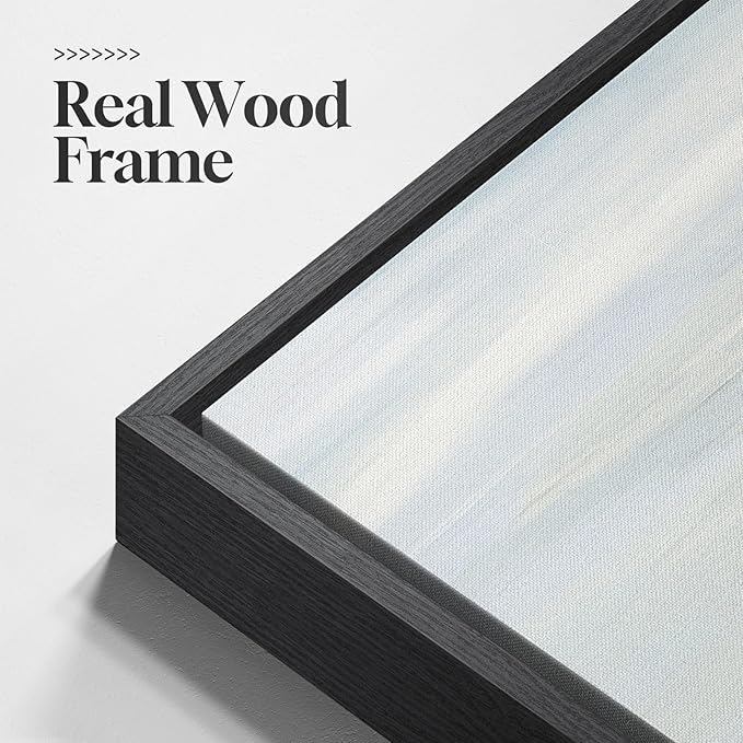 Framed Blue Abstract Wall Art for Living Room, Large Coastal Canvas Artwork for - Image 5