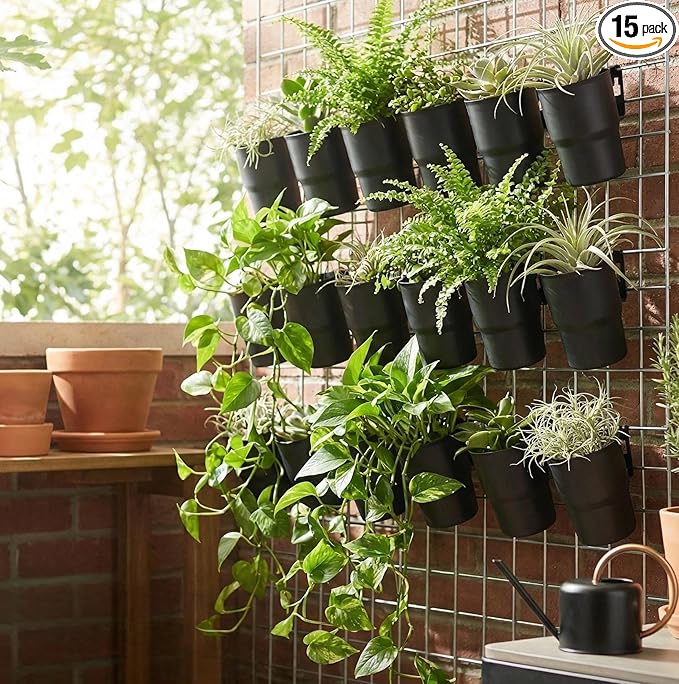Kaforise15-Piece Wire Grid Panel Accessories Set, 10 Black Hanging Cups and 5 by Kaforise