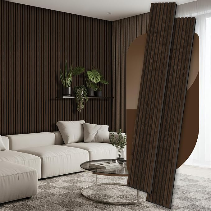 2 Pack Wood Panels for Wall, 106.3" × 11" Wood Slat Acoustic Panels for Wall by Ritollo