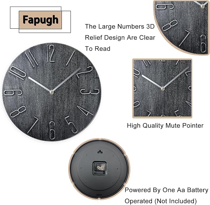 Wall Clock, Silent Clock, Wall Clocks Battery Operated， 12 inch Modern Wall - Image 4