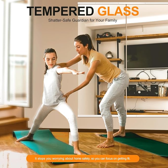 Delma Large Full Body Mirror for Yoga, Frameless Wall-Mounted Glass Panel 2PCS - Image 3