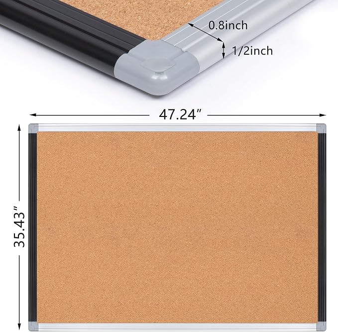 Large Cork Bulletin Board 36" x 48", 4 x 3 Office Board - Image 5