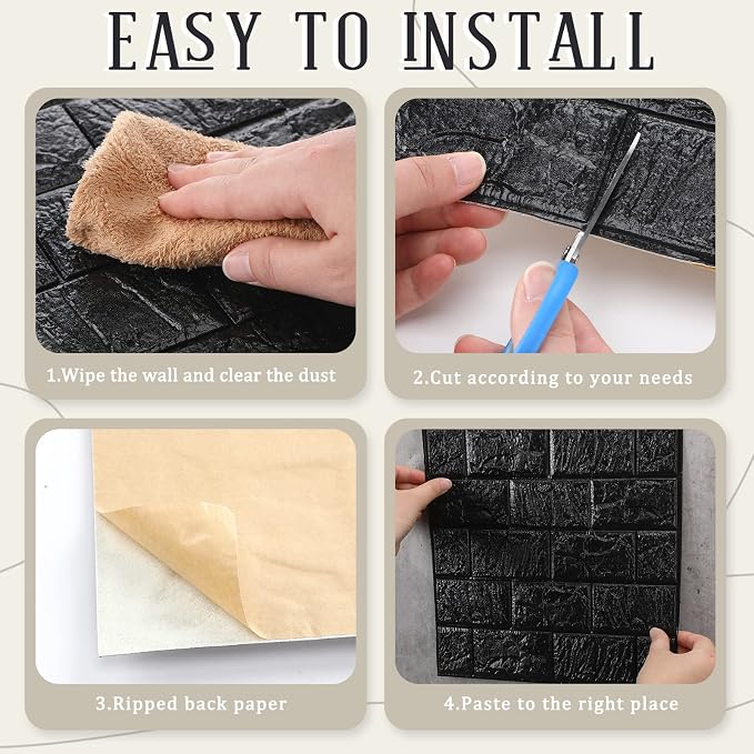 Tinlade 30 Pcs 28.81 Sq ft 3D Wall Panels Peel and Stick Foam Brick Wallpaper - Image 5