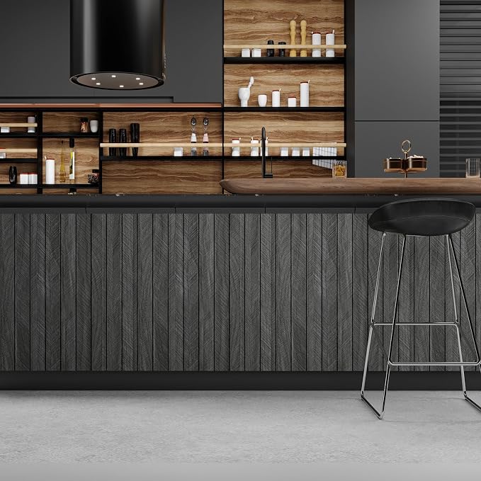 CHIHUT Charcoal Wood Panels for Wall 12"x79" Sound Absorbing Herringbone Wood - Image 3