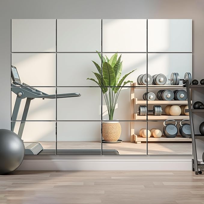 Delma Home Gym Mirror Tiles, Large Square Workout Mirrors, Full Body Wall Mirror - Image 7