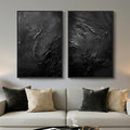 Large Framed Black Abstract Wall Art Set of 2 by MXART