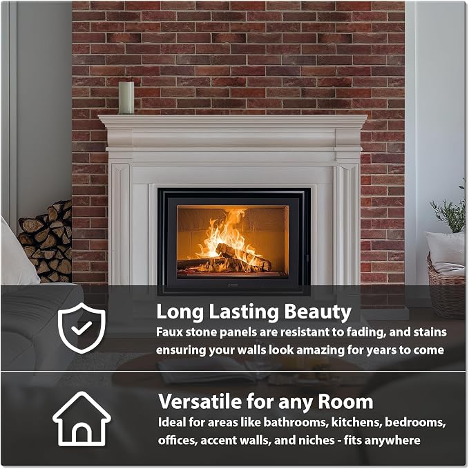 CONCORD WALLCOVERINGS ™ 3D Red Faux Brick Wall Panels - Image 6