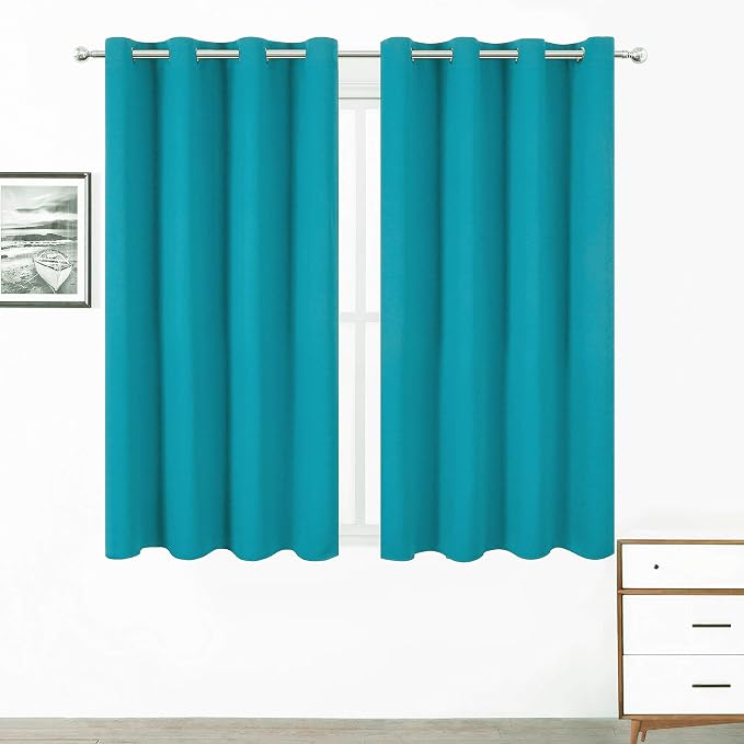LEMOMO Turquoise Thermal Blackout Curtains/52 x 72 Inch/Set of 2 Panels Room by Lemomo