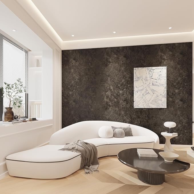 3yecao 16"×118" Thick Dark Tan Grey Concrete Wallpaper Peel and Stick Glossy - Image 8