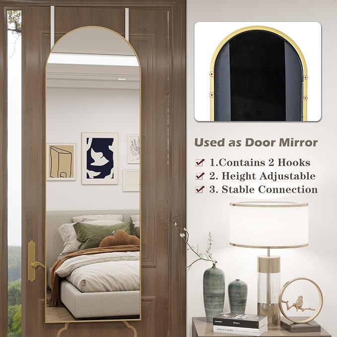 Arched Full Length Door Mirror 14x48, Metal Frame - Image 8