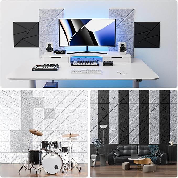 12 Pack Acoustic Panels with Self-Adhesive, Sound Panels High Density, - Image 4